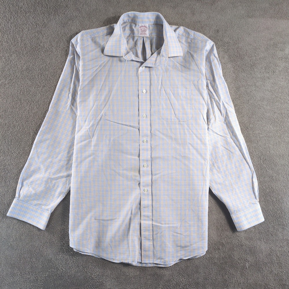 Brooks Brothers Madisonβ Mens Long Sleeve Button Down Shirt Plaid Size 17 36